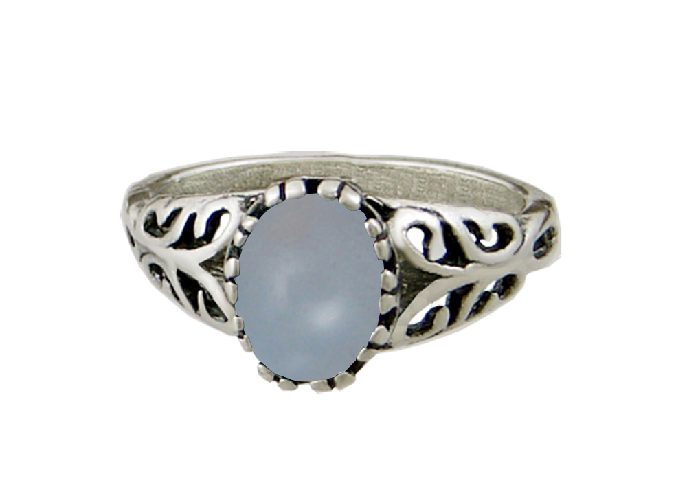 Sterling Silver Filigree Ring With Blue Lace Agate Size 6